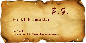 Petki Fiametta névjegykártya